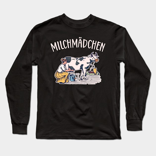 Milchmädchen Milchkanne Landwirtin Long Sleeve T-Shirt by Foxxy Merch